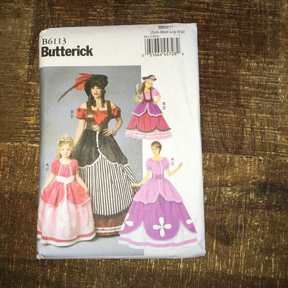 Butterick Sewing Pattern B6113 Mommy Princess Costume Dress Pirate 8-22 UNCUT - Picture 1 of 3